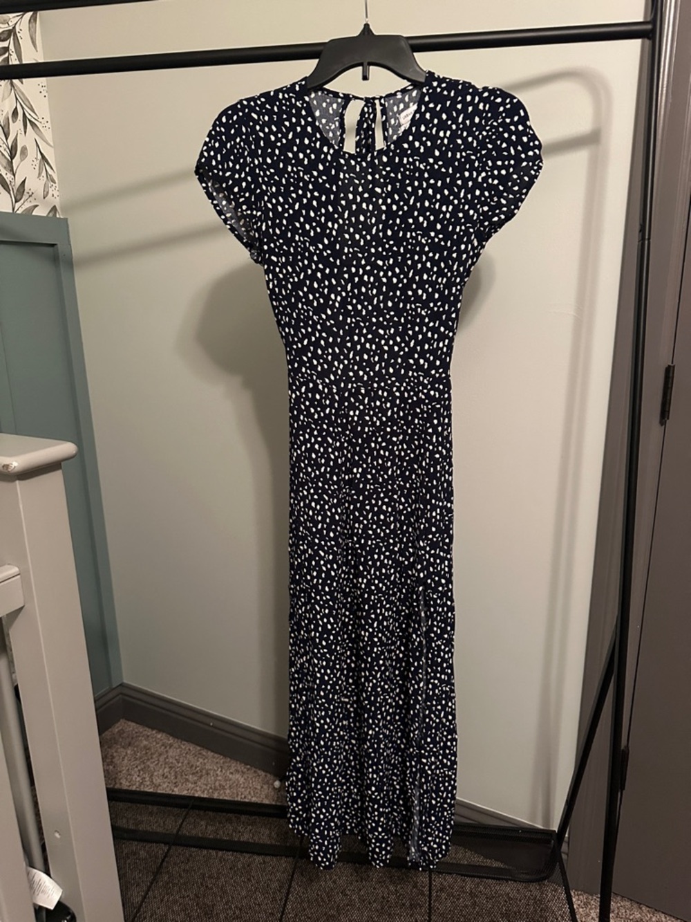 Urban Outfitters Navy and White Dot Maxi Dress